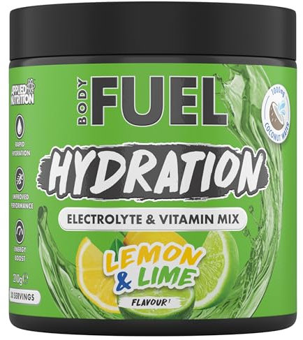 BodyFuel Hydration Electrolyte & Vitamin Powder - Natural Energy & Reduces Tiredness & Optimise Hydration (210g - 30 Servings)(Lemon & Lime)