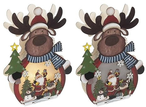 Ideen mit Herz 3D LED-Aufsteller | Holz-Deko | Rentier | Beleuchtung | warmweiß | Weihnachten, Advent, Winter | 24 cm x 15 cm
