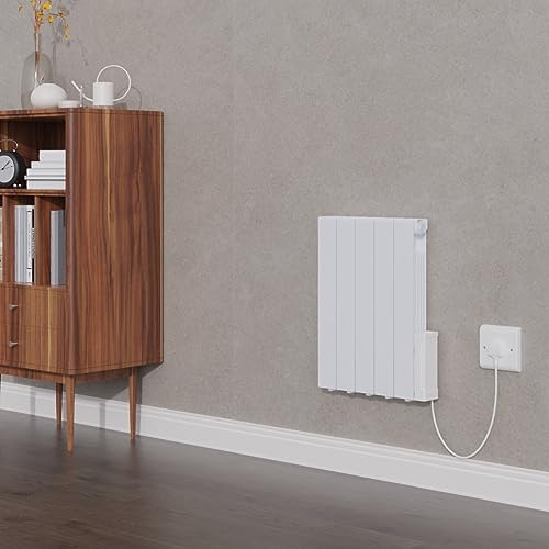 Warmehaus Wall Mounted Electric Oil Filled Radiators Heater 900W White | Smart WIFI Electric Radiator, Portable oil radiator, Slimline Radiator, Oil Filled Radiator With Timer Thermostat, Bedroom