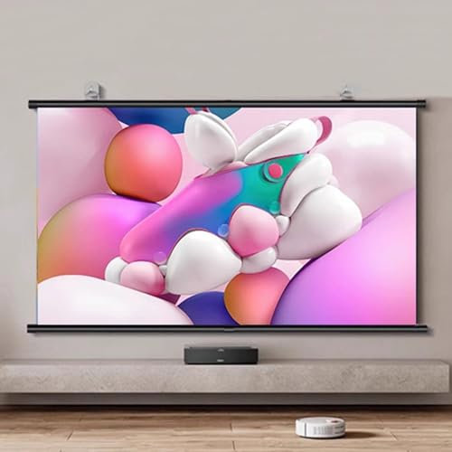 RTVGNSZSJL 60 Inch 72 Inch Pull Down Projector Screen HD 4K Manual Projection Screen Hanging Home Theater Movie Screen, Easy Roll Up(72inch/16:9)