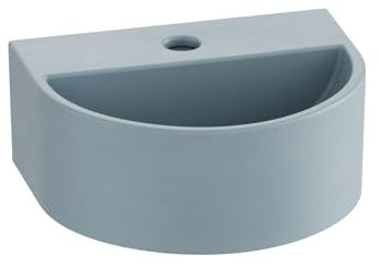 EMKE - Lavabo semicircular (303 x 255 x 120 mm, lavabo suspendido a la pared, lavabo de cerámica para inodoro y cuarto de baño, diseño moderno, azul gris claro mate