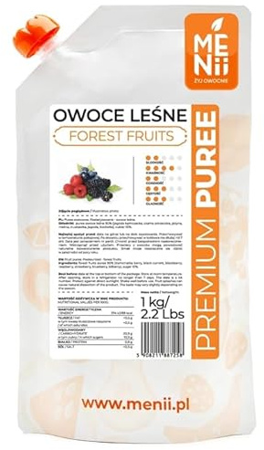 Premium Puré de Frutos del Bosque – 1 kg – 90% Fruta – Frambuesa, Mora, Arándano – Ideal para Postres, Smoothies, Helados, Bebidas y Repostería – Sin Colorantes Artificiales