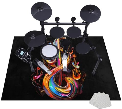 JaevKwzy Schlagzeug Teppich für Drum Kit, Trommelteppich, Schallschutzmatte rutschfeste, 210 x 180 cm Professionelles Rechteckiges Bass Drum Elektronisches Jazz Schlagzeug Kit, Trommelmatte