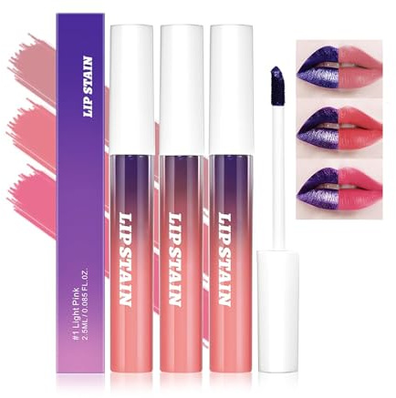 Peel Off Lip Tattoo, Waterproof and Transfer Matte Pink Ink Lip Gloss Non-Stick Cup Nude for Women 3 Pack
