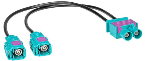 tomzz Audio 1500-077 Doppel Fakra (m) Antennenadapter Stecker auf 2X Fakra Kupplung (F) kompatibel mit Audi Seat Skoda VW