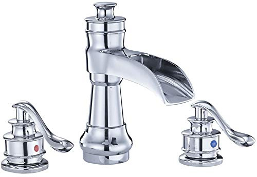 Grifo para Lavabo de baño de Dos manijas, 8 Pulgadas, 3 Orificios, Estilo Cascada, de Bronce aceitado, con tapón de Drenaje emergente, Manguera de Suministro Comercial, Grifo Mezclador sin Plomo, peq