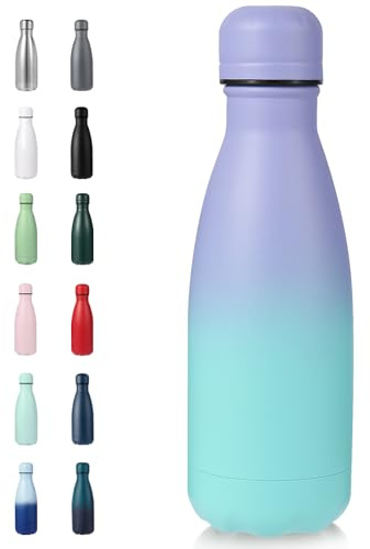 Volhoply 350ml/12oz Small Water Bottle Stainless Steel, BPA Free Insulated Water Bottles, Double Wall Cola Shape Flask, Keeps Cold 24 Hours and Hot 12 Hours for Kids Handbag (Purple Blue)