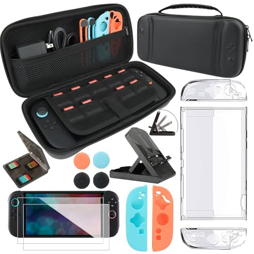 Kit d'accessoires Switch 2 pour Nintendo Switch 2 (2025),Ensemble Familial Kit d'accessoires Comprenant une Mallette de Transport, un Protecteur d'écran, une Housse de Protection, un Support, etc.