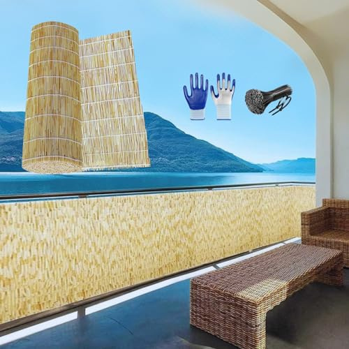Generisch Schilfrohrmatte 50cm-180cm Schilfmatte Sichtschutz Balkon, Sichtschutz Garten, Sonnenschutz, Windschutz Terrasse, Senkrechtmarkise, Zaun Garten(160x400cm)