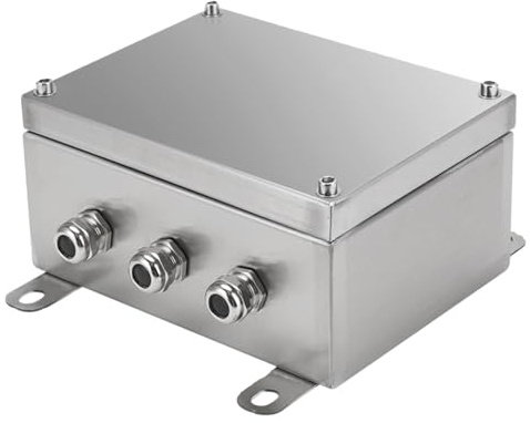 Abzweigdose Elektrokasten Kasten Aus Edelstahl 304, 150 200 300 400 500 600 MM, Wetterfestes Wandgehäuse Für Den Außenbereich Mit 6-12 Mm Kabelverschraubung, Abzweigdose((LxWxD) 220x170x110mm)