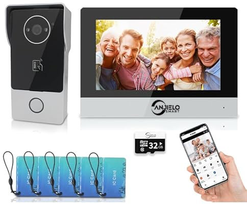 2 Wire Video Doorbell Apartment Intercom System,1080P Visual Doorbell Camera,7 Inch Monitor, Support 3 in 1 Unlock,Two-Way Audio,Monitoring,Anti-Alarm for Home Villa (1 Doorbell+1 Monitor)