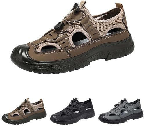Casual Outdoor Sandals Men's Summer Trekking Sandals Sports Sandals Closed Toe Hiking Shoes Beach Hiking Sandals Running Shoes, coffee, 10 UK