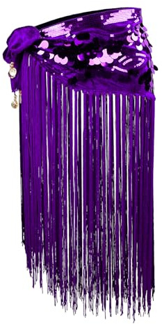 YJZQ Damen Bauchtanz Gürtel Pailletten Quasten Gürtelkette Bauchtanz Hüfttuch Glänzende Lateintanz Gürtelkette Modische Hüftgurt Schönes Tanzkleid mit Fransen