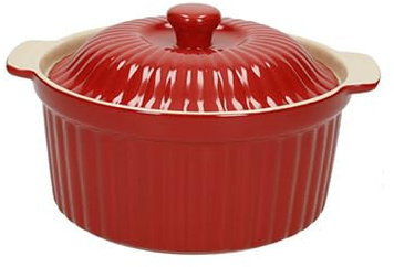 Brandani cocotte pentola in ceramica con coperchio rosso 16,5 x 12 x 9 cm