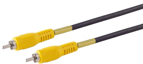 1aTTack.de 1 câble vidéo RCA mâle vers fiche RCA mâle - Câble de transmission d'image composite - Connecteurs moulés - Contacts nickelés pour TV DVD
