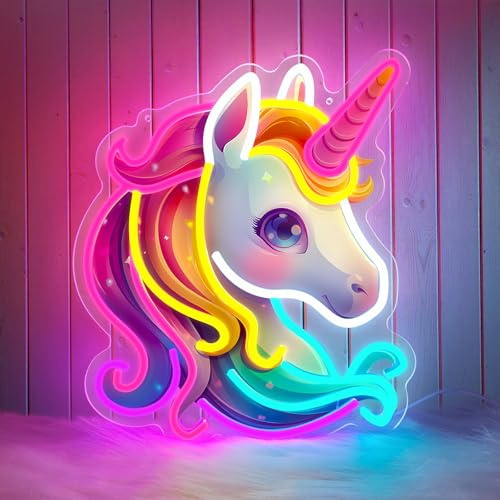 Flixyticy Einhorn Neon Schild Unicorn LED Neonlicht Sign | Hängeschild für Mädchen Zimmer ,Wohnzimmer, Schlafzimmer Wanddeko