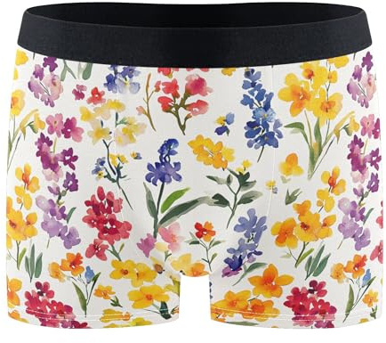 Florals Hyacinths Begonia White Boxer Brief Underwear for Men Compression Underwear Boxer for Pool Party S, Florals Hyacinths Begonia White, XL