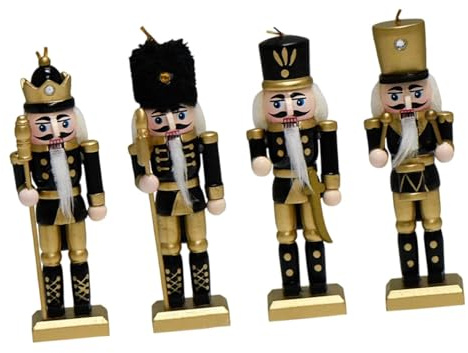 Nishiyuenyi 4 Piezas Figuras de Cascanueces Adornos Navidad de Madera Estatuas de Muñeco Colgante Esculturas Decorativas de Mesa Adecuados para Decoración de, Style C, Individual