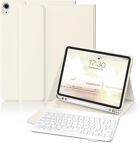 GKABXY Funda con teclado para iPad Air de 11 pulgadas (2026 M4/2025 M3/2024 M2), iPad Air 5ª/4ª (11.9 pulgadas 2022/2020), parte trasera de TPU suave con soporte para bolígrafo, cubierta de teclado