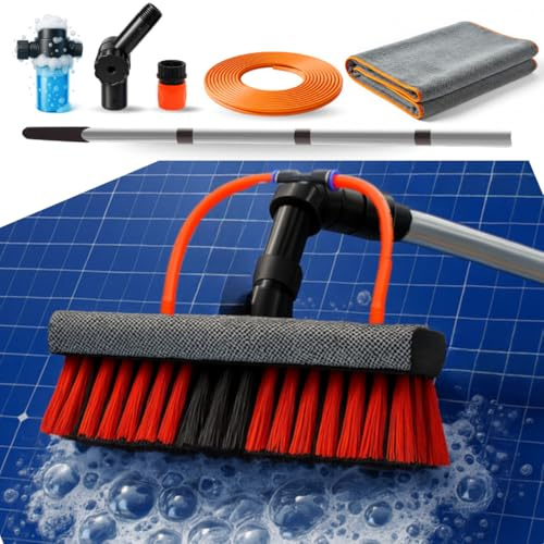 STARLYF Balai de nettoyage Hydrocleaner 3,6 m + serviette à séchage rapide, alimenté par eau, doseur de savon, nettoyage des panneaux solaires, lavage de camions, bus, voitures, plafonds