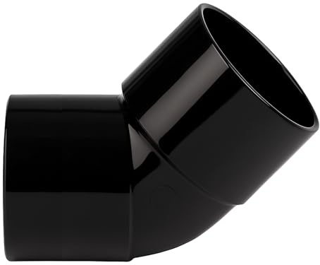 2X 56mm 45 Degree Solvent Weld Bend Black Plastic Waste Pipe Fitting
