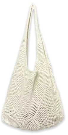 Bolsos Tejidos Crochet Tejido Ligero,Bolsos De Viaje Plegables E Informales, Bolso Crochet Mujer Bolso De Hombro De Verano Para Viajes, Playa Y Uso Diario (Albaricoque)