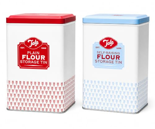 WINSOME Flour Storage Container | Metal Flour Tin with Lid (18.5 x 9.2 x 12 cm) | Tight-Fit Lid Flour Jar That Keeps it Fresh & Clean (Plain & Self Raising Flour Storage Container)