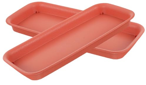 HOMOCONO Sottovasi Rettangolari 60 Cm in Plastico 2 Pezzi per Vasi Rettangolari, Anti-Perdita e Facili da Spostare, per Progetti di Giardinaggio e Decorazione Casa