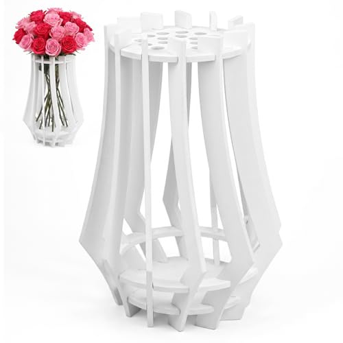 Jarrón para ramo de flores Lego, jarrón de madera, rompecabezas de madera blanca para kit de construcción de ramo Lego, para productos botánicos Lego, narcisos, girasoles, rosas, flor de cerezo