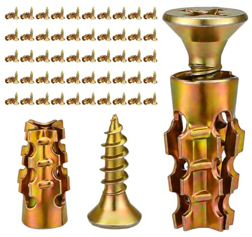 50stk Scharnier Reparatur Schrauben & 50stk Spreizdübel, Premium-Set Kurzer Spreizschrauben für Schranktüren Geeignet für Holz Beton Fliesen und Mehr