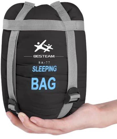 BESTEAM Warm Weather Sleeping Bag - Portable, Waterproof, Compact Lightweight, Packable with Compression Sack for Camping Backpacking Hiking, for Kids, Teens Adults - Spring Summer Fall