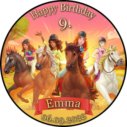 Tortenaufleger Fototorte Tortenbild Kindergeburtstag Horse Club HC01 (Zuckerpapier) Rund 20 cm Ø ohne Foto