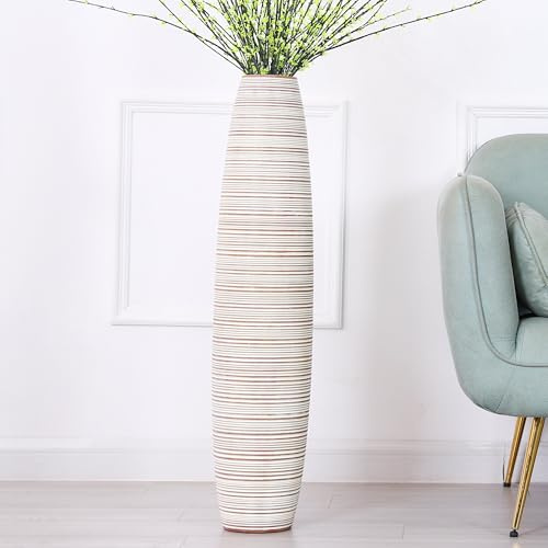 Leewadee Grand Vase sur Pied 85 cm - Haut Vase Polyrésine pour Pampa, Fleurs Séchées & Fraîches