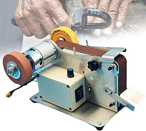 DIY Mini Belt Sander Grinder,Home Desktop Polishing Machine,Adjustable Speed,Automatic Tensioning Belt with Polishing Wheel, Polishing Disc, 10 Abrasive Belts, Belt Sanders (Size : 895 Motor)