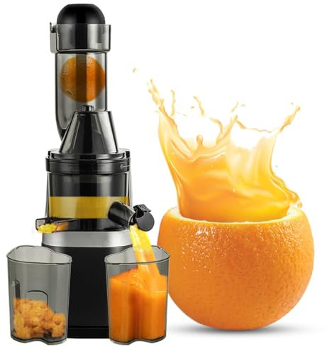 78mm Slow Juicer, 200W Slow Masticating Juicer Machine - Easy to Clean, Cold Press Juicer with Brush (BPA-Free) - Quiet Motor + Reverse Function