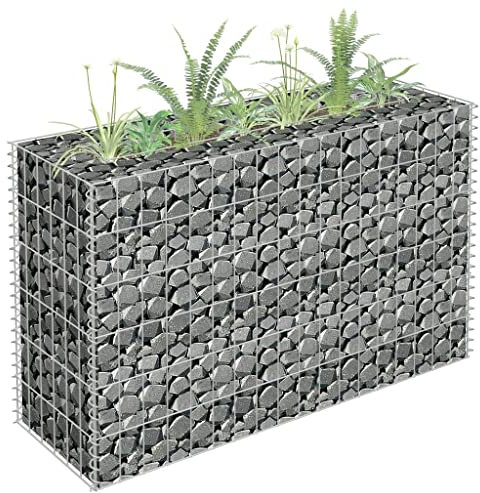 AUVYI Steinkorb Gartendeko 90x30x60 cm Gabionen Hochbeet Terrasse Gabionenwand Stabile Konstruktion GabionenSäule Steingabionen Gabionenkörbe Pflanzenwand Verzinkter Stahl