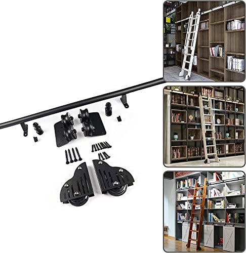 SJHKXAHY Stand Up Black Rolling Library Hardware (No Ladder) Rolling Ladder Hardware Library Sliding Ladder Hardware Kit Round Track/Rail for Home/Indoor/Loft (Size : 10ft/300cm Track kit) (10ft/300c