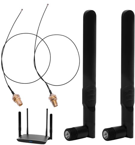 2 Pezzi Antenna WiFi Omnidirezionale 8dBi 2,4GHz 5GHz 5,8GHz, RP-SMA Maschio con Cavo da U.FL IPX MHF4 a RP-SMA 25cm, Compatibile con Schede di Rete Wireless Intel M.2 NGFF