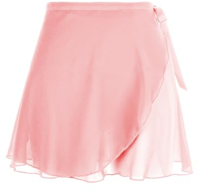 Lusofie Ballet Wrap Skirt with Elastic Ties Pink Short Dance Skirts Sheer Chiffon Adjustable Women's Ballet Skirt Adult Dance Skirts for Girls(Mist Pink)