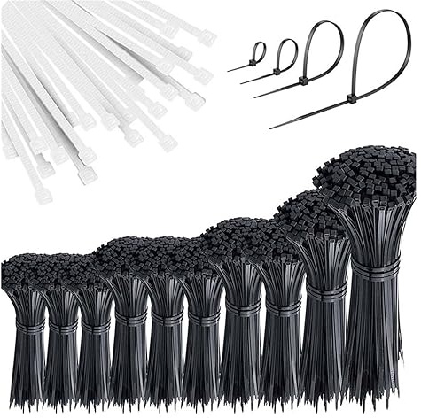 25-100Pcs Black/White Cable Ties Self-Locking Plastic Nylon Wire Cable Zip Tie Clamps Assorted Size Fastening Rings (Size : Black 5x250-50pcs) ()