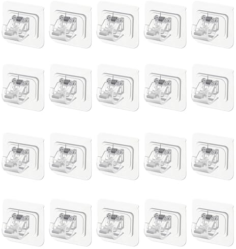 HERKINDNESS Halterung Gardinenstange, 20 Stück Transparent Vorhangstange Halterung, Selbstklebende Klemmträger Gardinenstange, Kleine Vorhangstangenhalter, für Küche und Bad