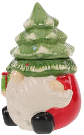 STOBAZA Christmas Tree Storage Jar Ceramic Decorative Box Lid for Cookies Biscuits Treats Holiday Party Favors Tree Jar