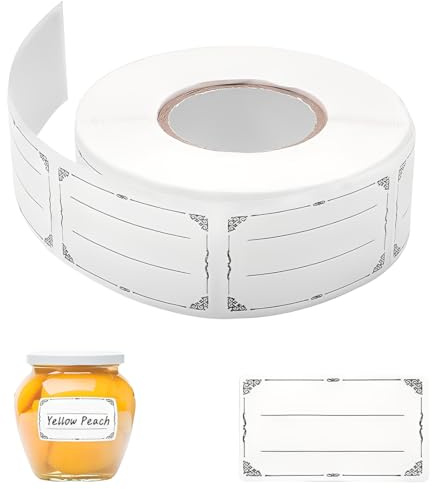 UIEXAY 600 Etiquettes Autocollantes, Imperméable Et Résistant À L'Huile Etiquettes Autocollantes Personnalisées, Étiquettes Adaptées Aux Pots Confiture Conserve, Bocaux Le Parfait Aliments Surgelés