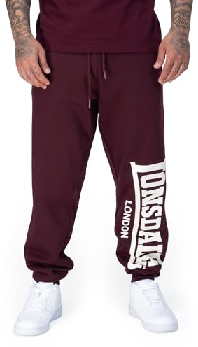Lonsdale Homme Logo Large Pantalon De Jogging, Oxblood/Écru, XXL EU