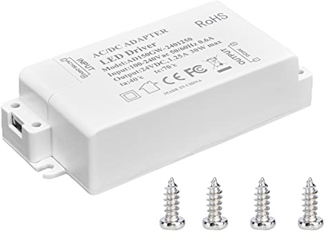 Pilote LED 24 V, 30 W DC 24 V 1,25 A, transformateur de lumière professionnel à tension constante, accessoires AC pour éclairage LED d'armoire de cuisine