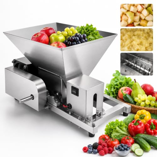Elektrische Obstmühle Edelstahl 60W, Obstzerkleinerer mit 20kg/h