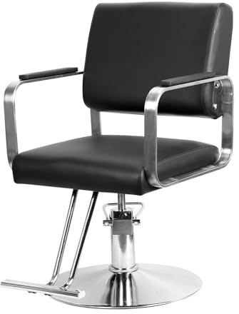 Hydraulic Barber Chair, Heavy Duty Salon Chair with 360° Swivel, Height Adjustable (36.6-39.4), Ergonomic Styling Chairs for Hairdresser, Beauty Salon, Massage Shop – 330 lbs Capacity Black