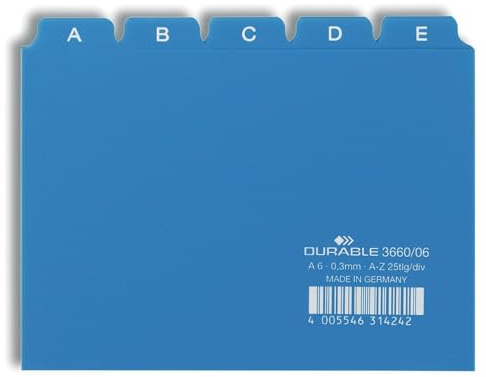 Durable 366006 Registro de guía A - Z, A6 paisaje, 1 pieza, azul