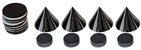 Dynavox assorbitori sub-watt, set di 4 unità, disaccoppiatori regolabili in altezza per dispositivi HiFi e altoparlanti con rondelle, nero