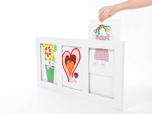 Artikulera galleri – A4 barns konstramar – A4 trippel vit ram – trippel visningsram för barn konstverk – 71 x 38 cm ram – barns konstprojekt, skola, hem eller kontor